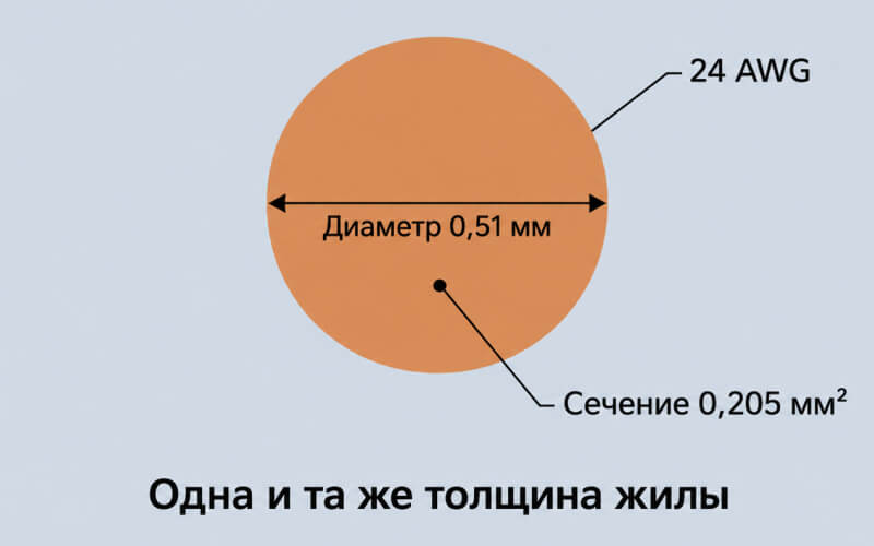 диаметр сечение awg